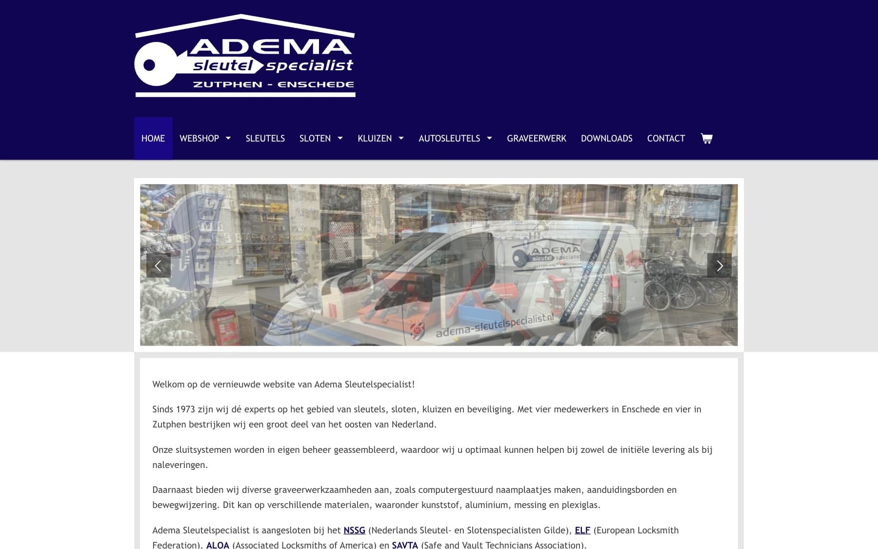Oude website van Adema Sleutelspecialist
