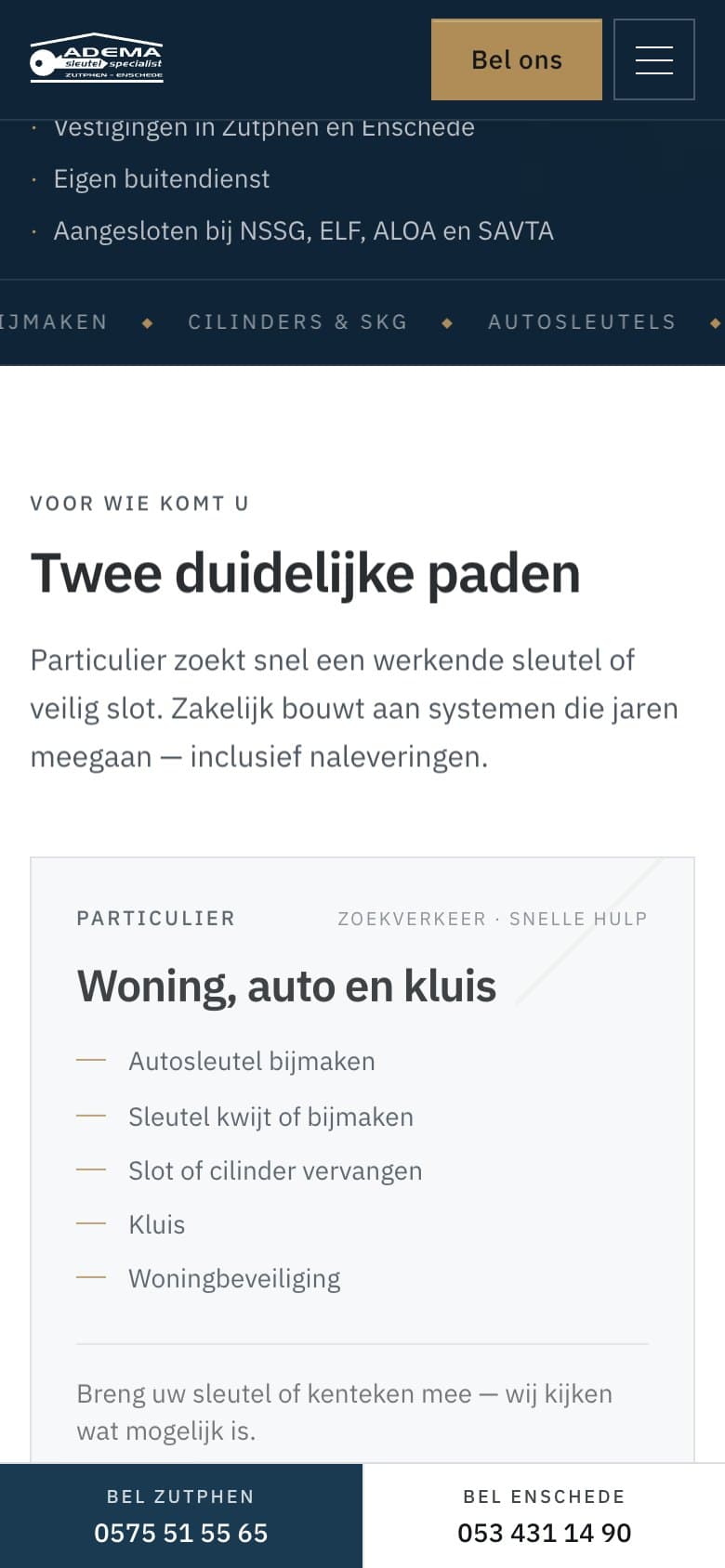 Mobiele pagina van Adema Sleutelspecialist