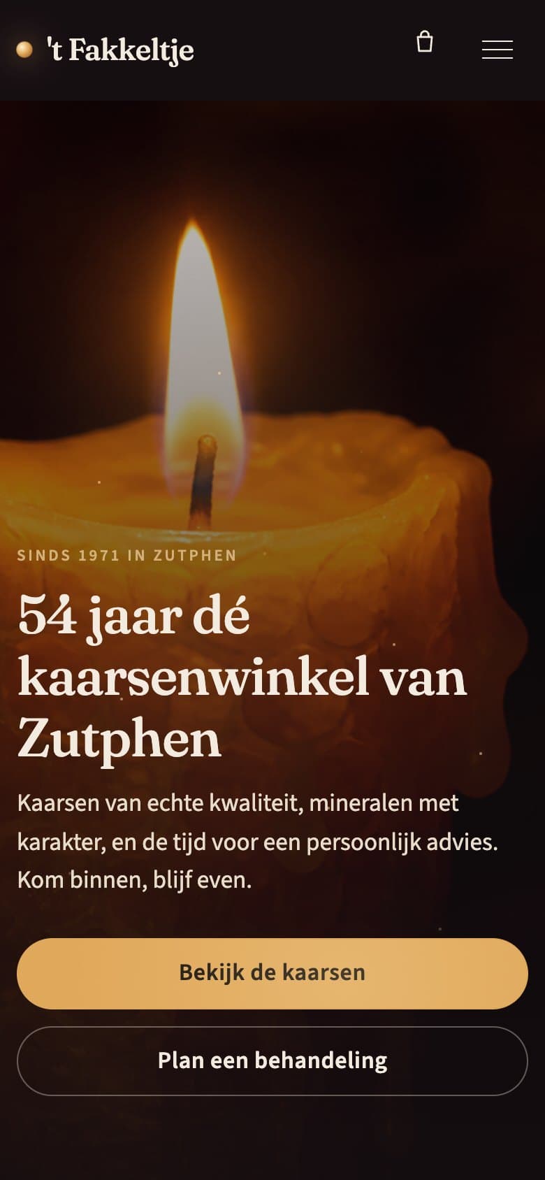 Mobiele homepage van 't Fakkeltje