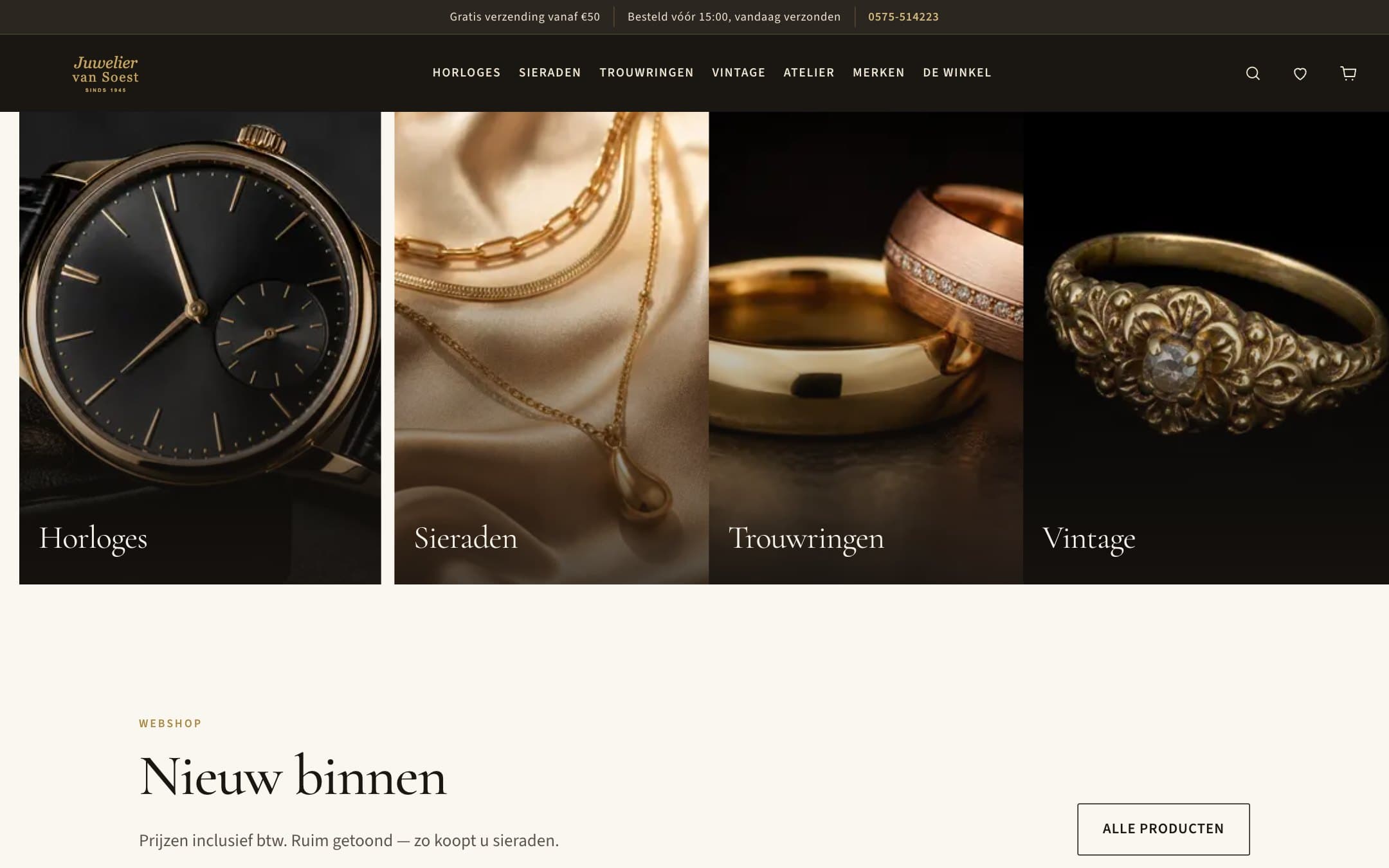 Detail op de nieuwe site van Juwelier van Soest