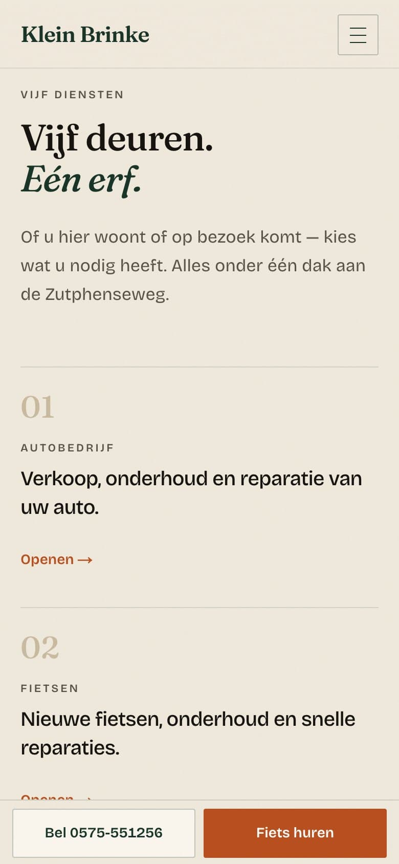 Mobiele pagina van Klein Brinke