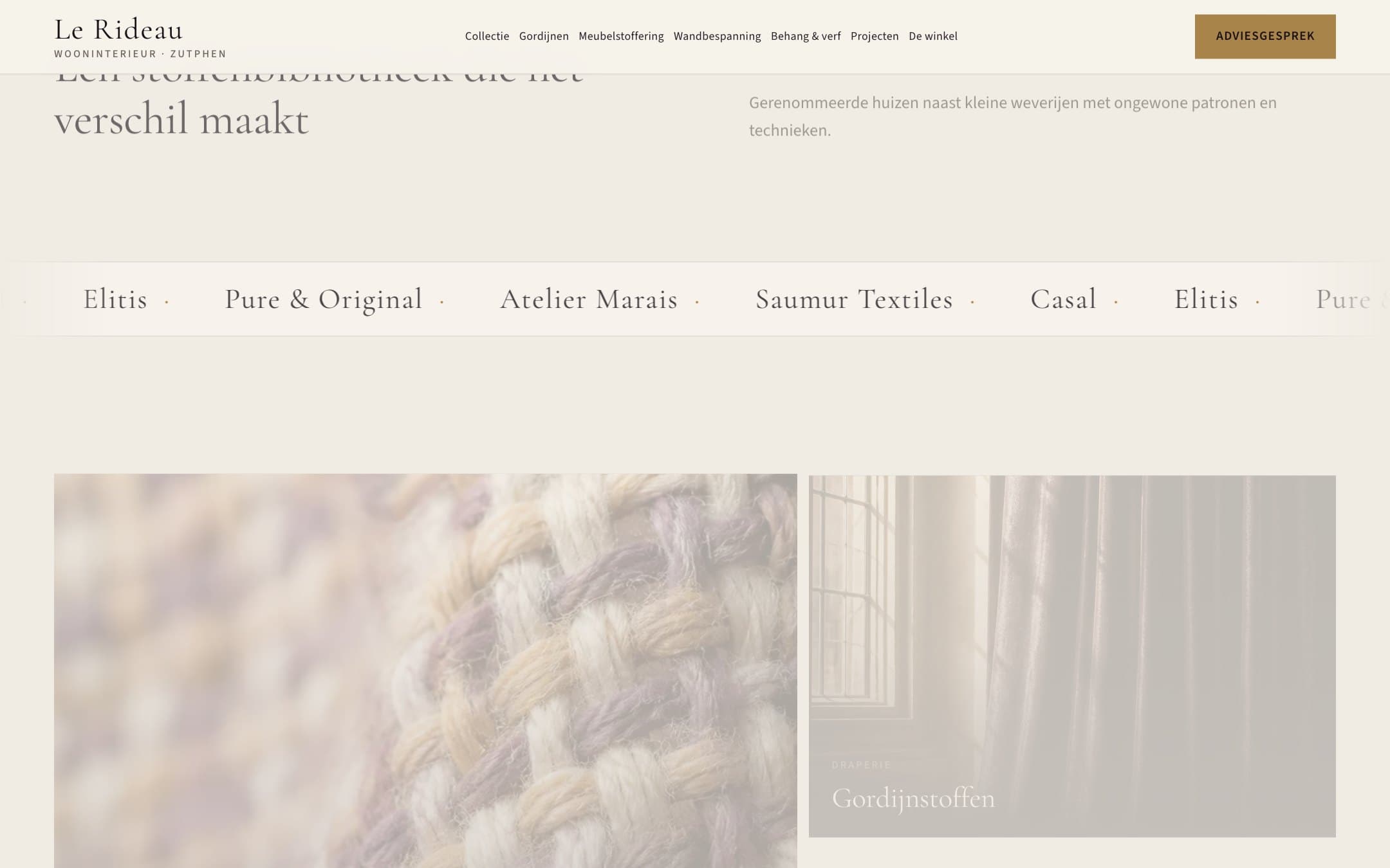 Detail op de nieuwe site van Le Rideau