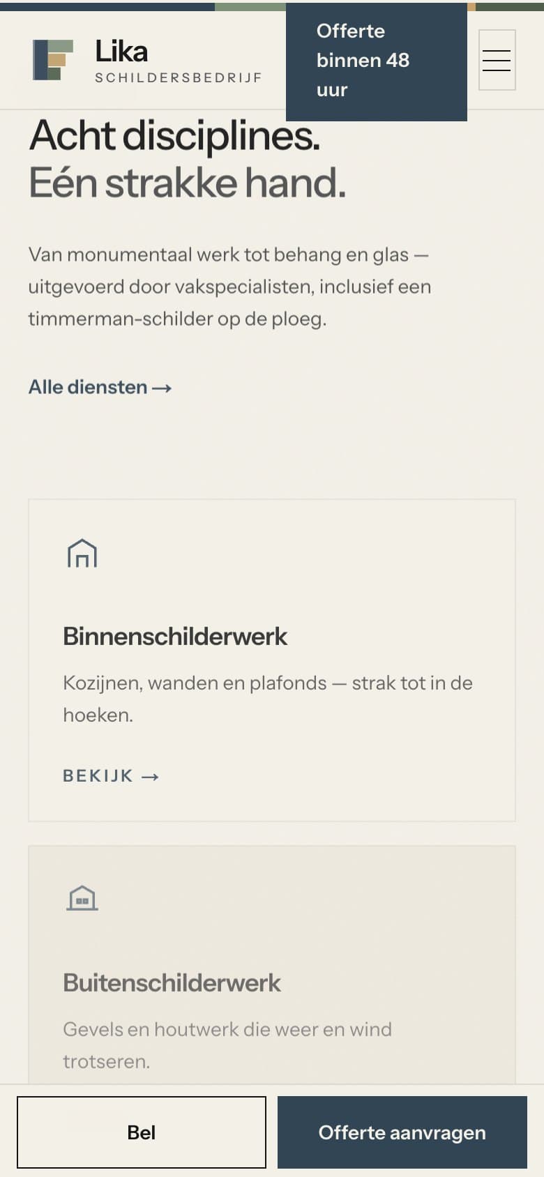 Mobiele pagina van Lika Schildersbedrijf