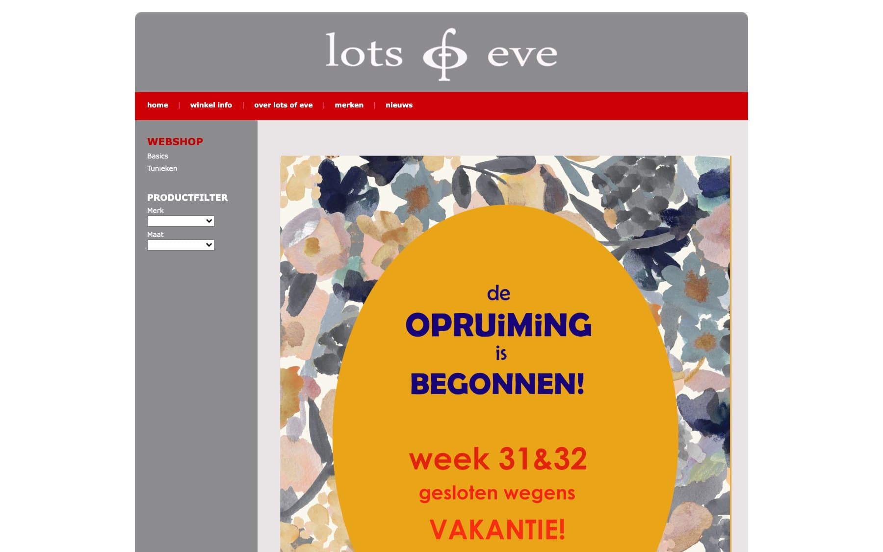Oude website van Lots of Eve