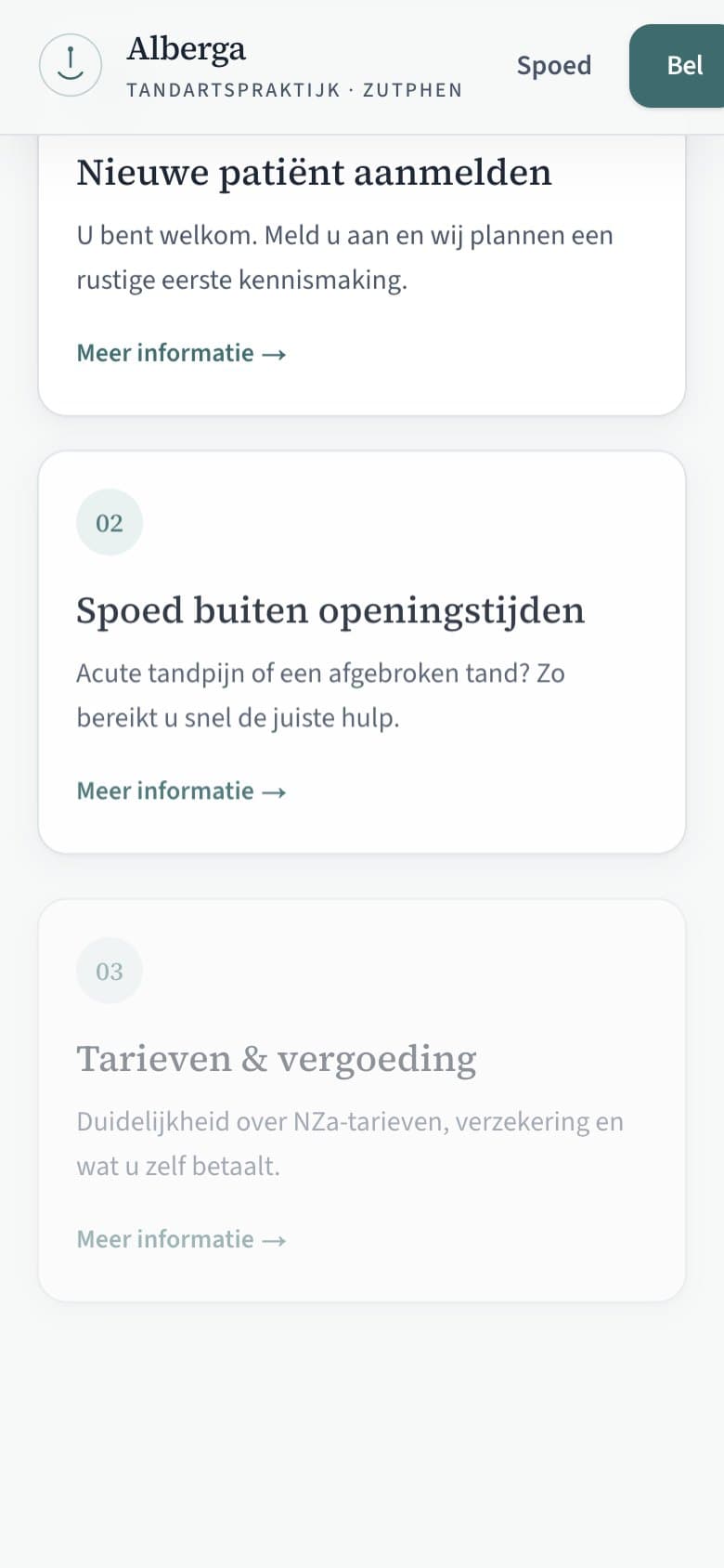 Mobiele pagina van Tandartspraktijk Alberga