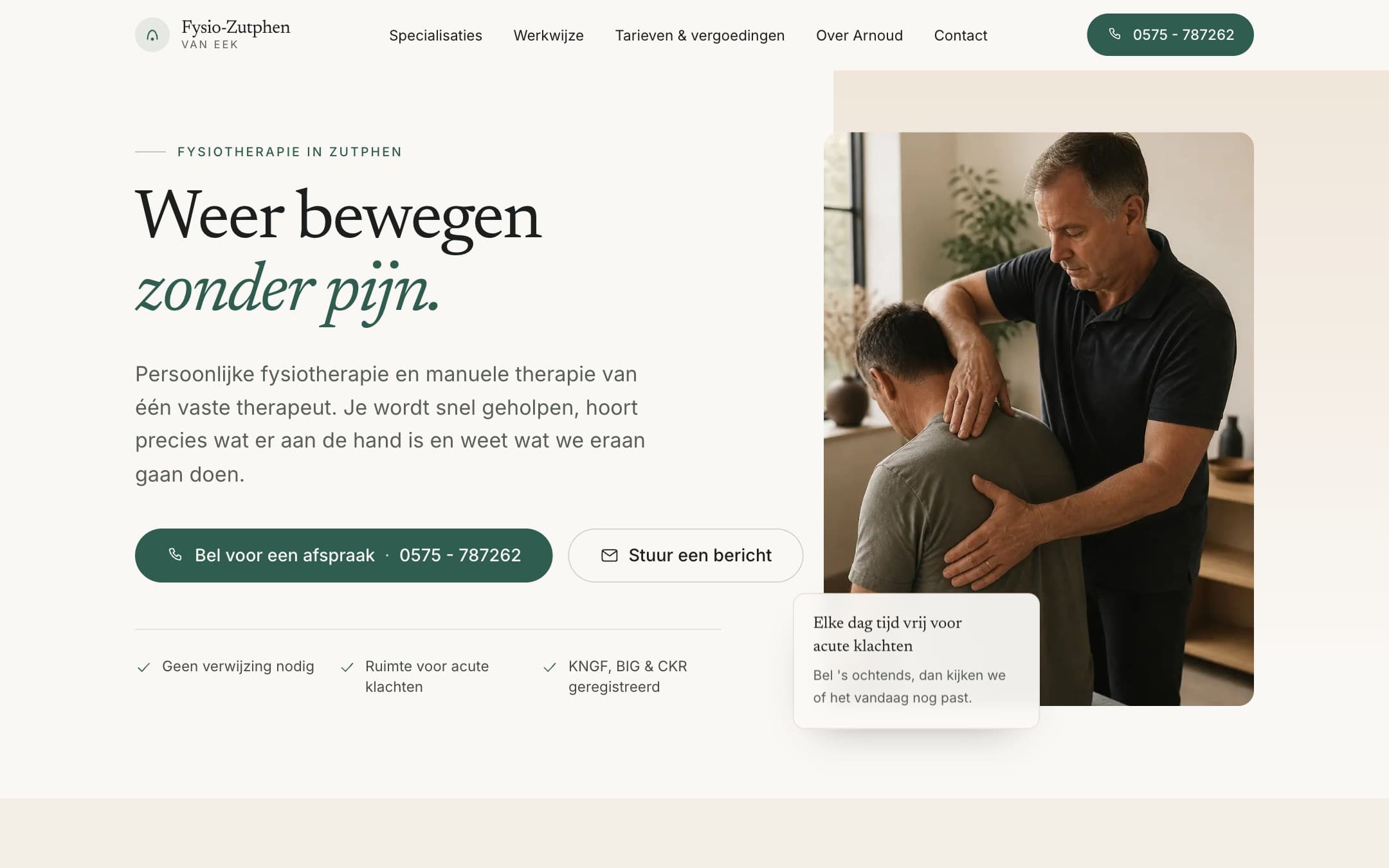 Website van Fysio-Zutphen van Eek