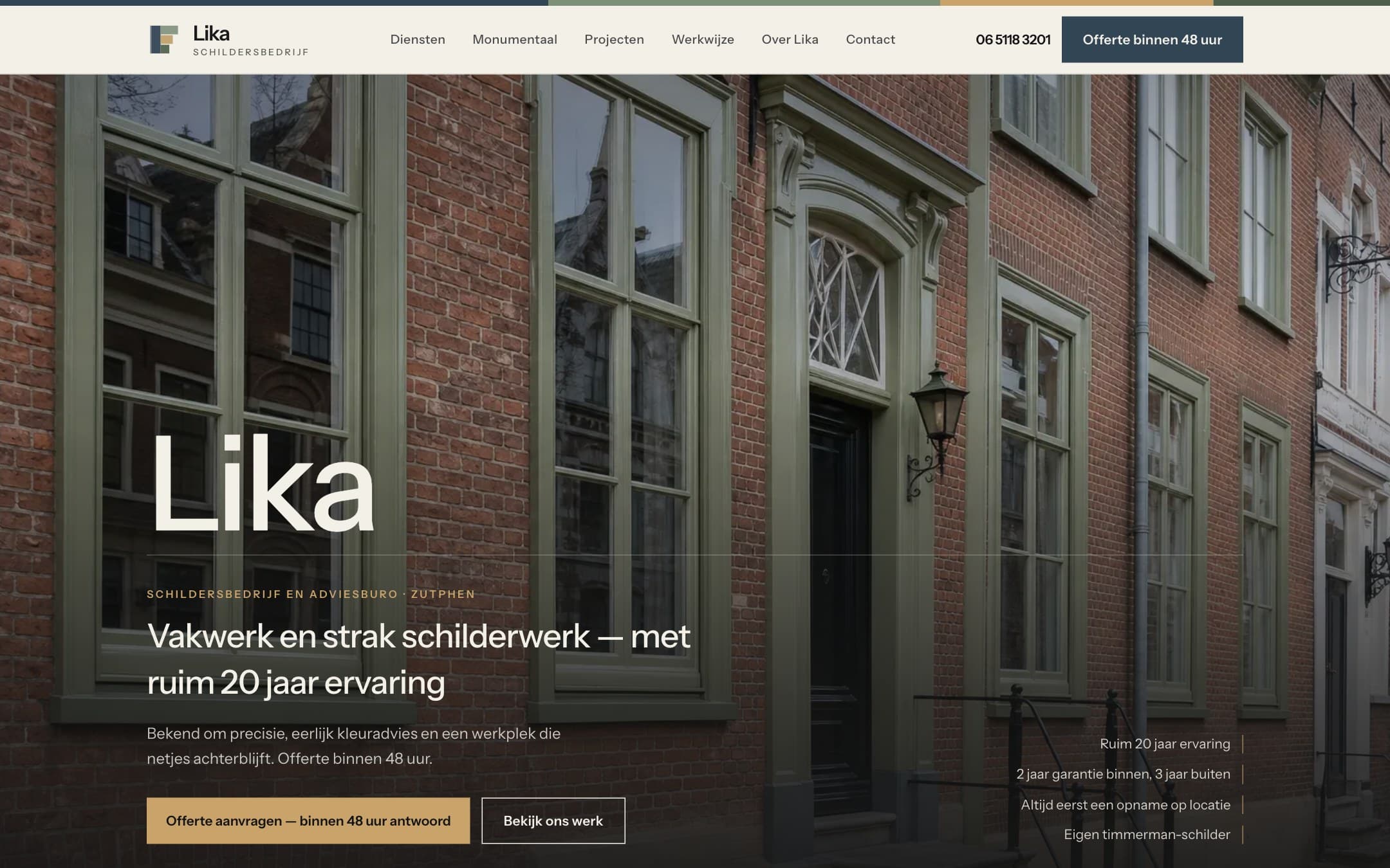 Website van Lika Schildersbedrijf